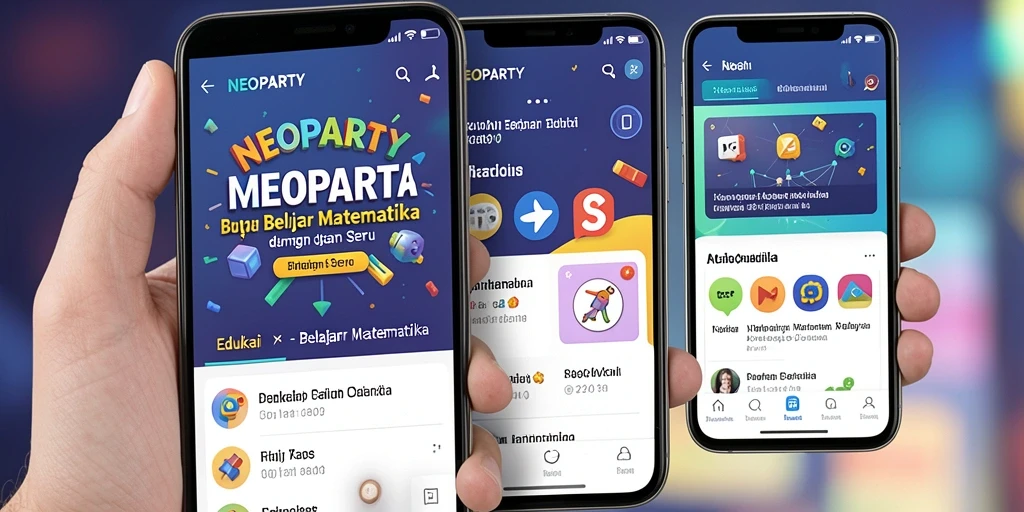 Antarmuka aplikasi NEOPARTY untuk pembelajaran matematika yang menarik.
