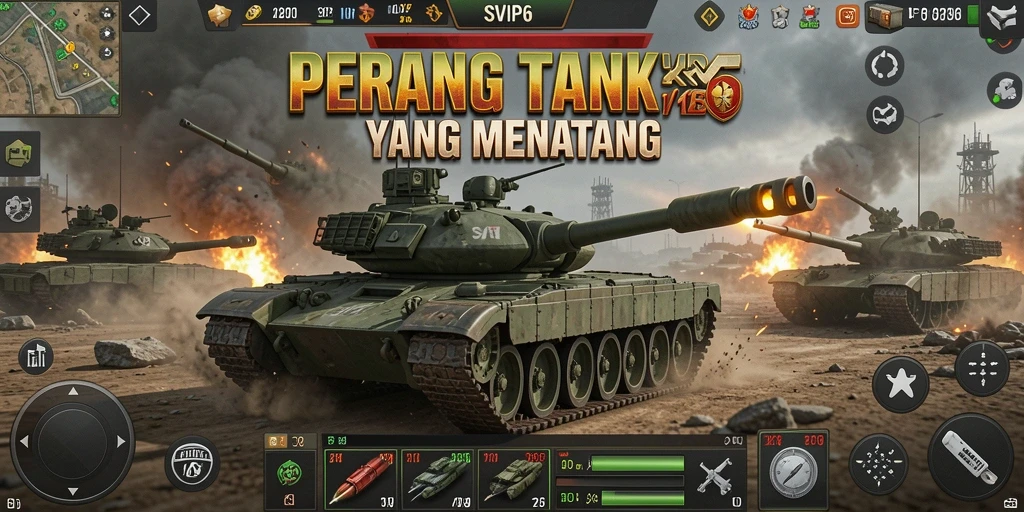 Screenshot antarmuka game Perang Tank SVIP6 yang menarik.